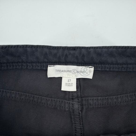 Treasure & Bond Womens Button Up Twill Midi Jean Skirt Dark Blue Wash Cotton 27 - Picture 6 of 10